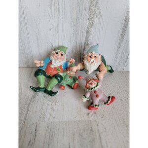 Enesco‎ elf sitters vintage Xmas decor figure unique home clown